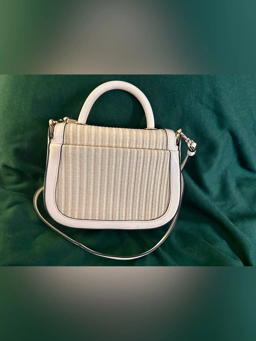 kate spade Cream Straw Top-Handle Satchel with Red Accent - Picture 4 of 10